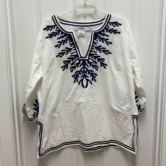 GRETCHEN SCOTT White‎  Reef Embroidered Cotton Poplin Tunic XL - Picture 1 of 8